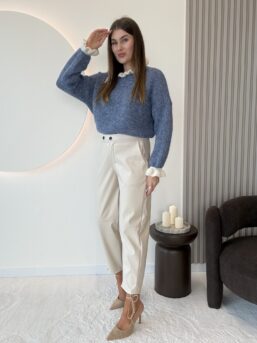 SWETER Z FALBANKAMI LAILA NIEBIESKI