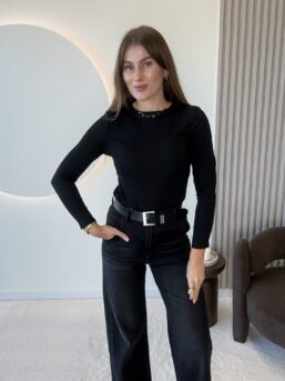 BLUZKA OCIEPLANA FLORA CZARNA