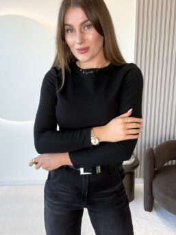 BLUZKA OCIEPLANA FLORA CZARNA