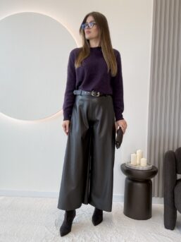 SPODNIE WIDE LEG TESSA – CZEKOLADA