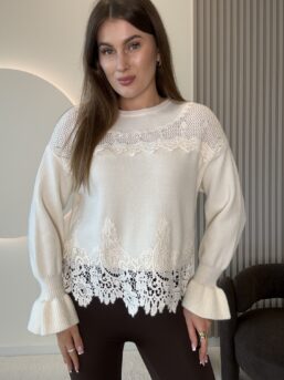 SWETER Z FALBANKĄ RAMIRES ŚMIETANKA