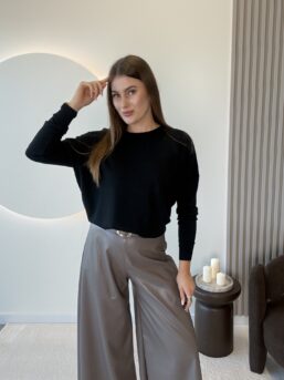 SWETER Z VISCOZĄ HONEY CZARNY