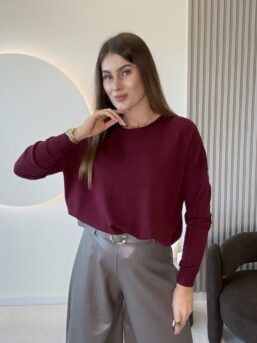SWETER Z VISCOZĄ HONEY WINO